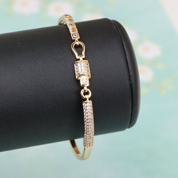 Elegant Rose Gold Bangle with Sparkling Crystal Detailing, XPBL0512 - Picture 6 of 12